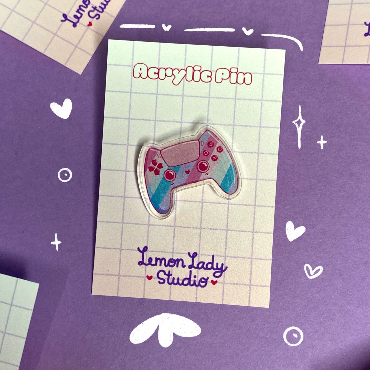 Kawaii Cat Controller Acrylic Pin