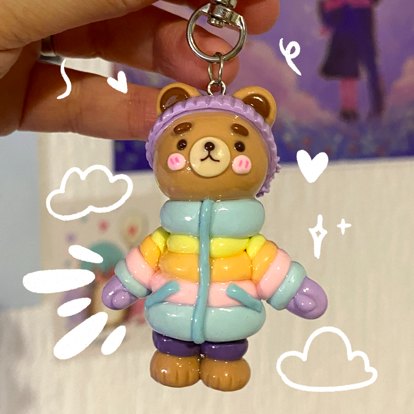 Cute Puffy Jacket Bear | Handmade Keychain