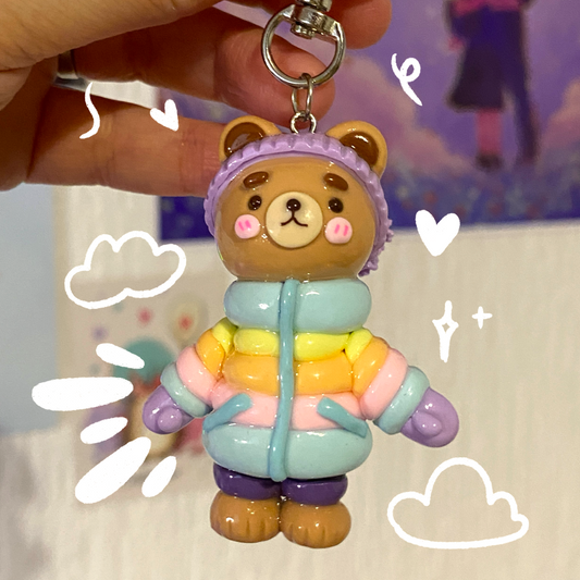 Cute Puffy Jacket Bear | Handmade Keychain