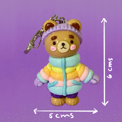 Cute Puffy Jacket Bear | Handmade Keychain