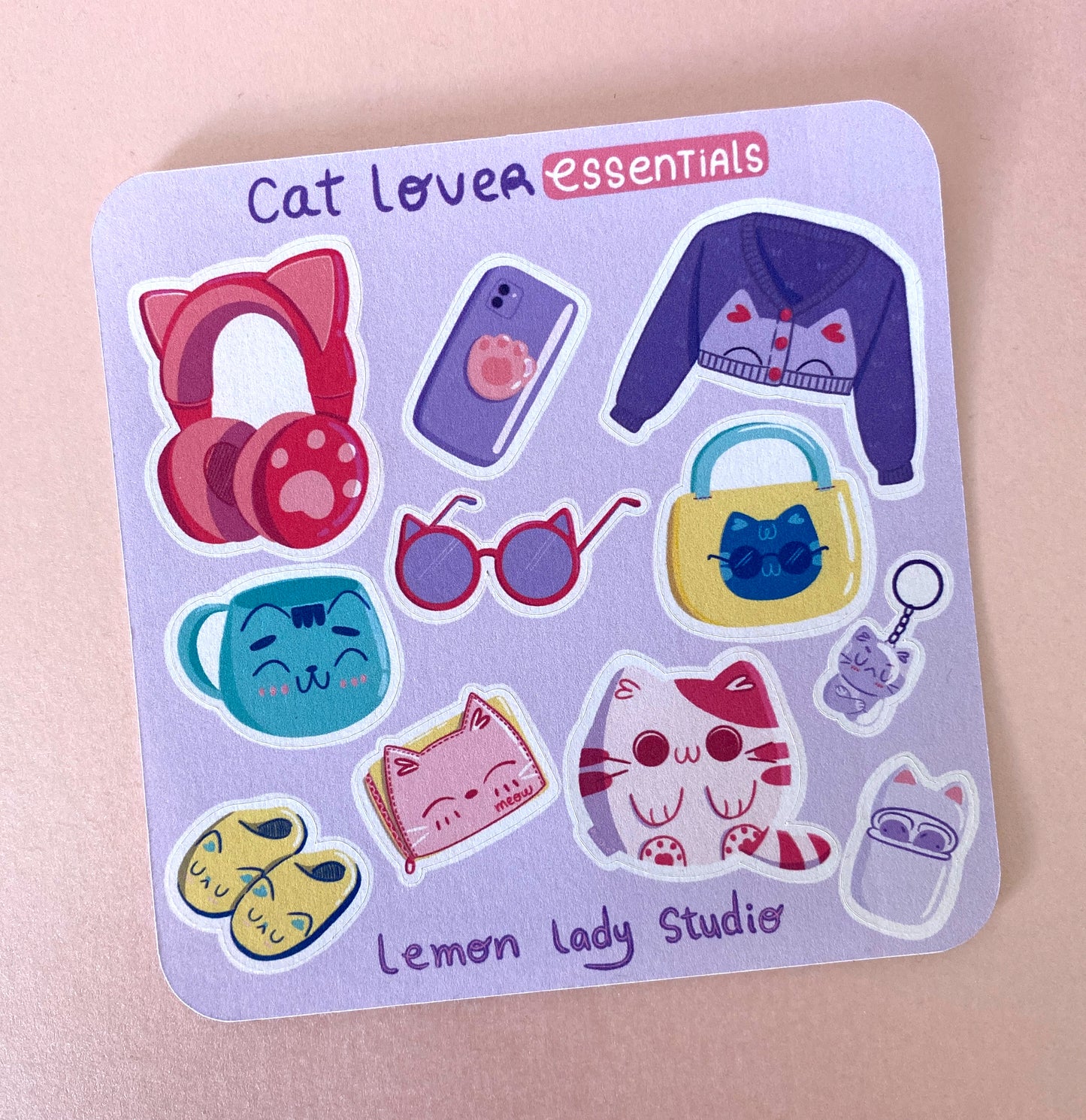 "Cat Lover Essentials" Sticker Sheet