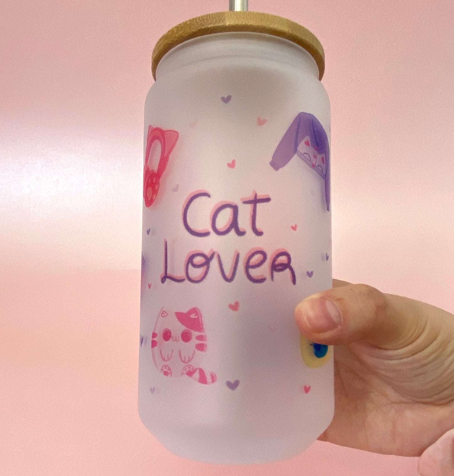 Cat Lover Frosted Glass Tumbler - 18oz