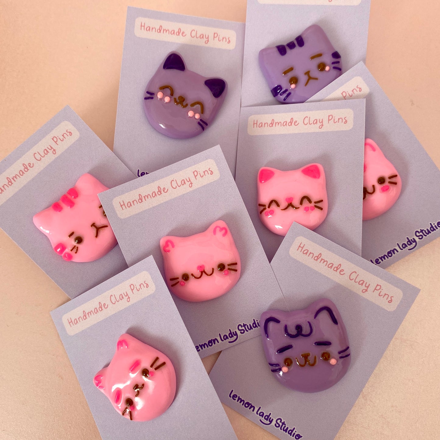 Kitty Polymer Clay Pins