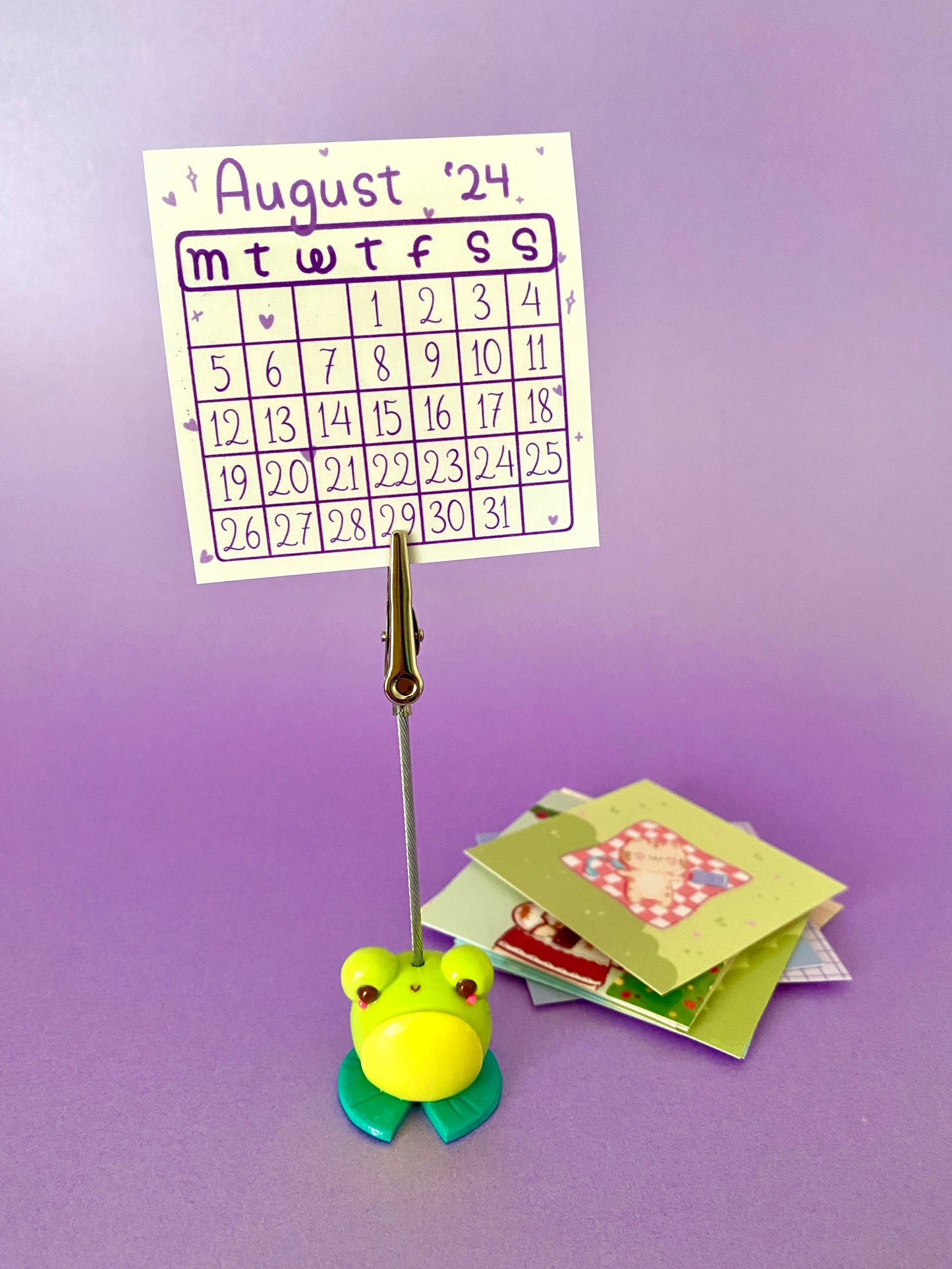 Calendar Holder - Polymer Clay Kawaii Frog