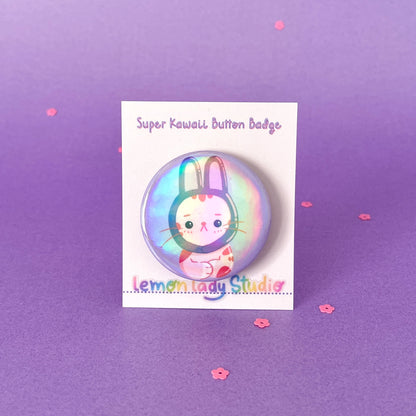 Cat with bunny ears - Kawaii Button Badge