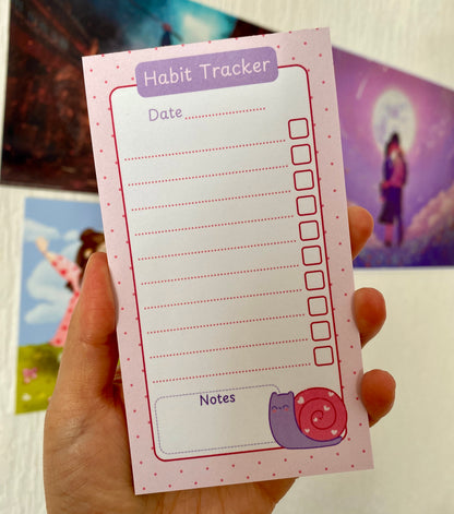 Cute Snail Habit Tracker,  Long Tear-off Notepad