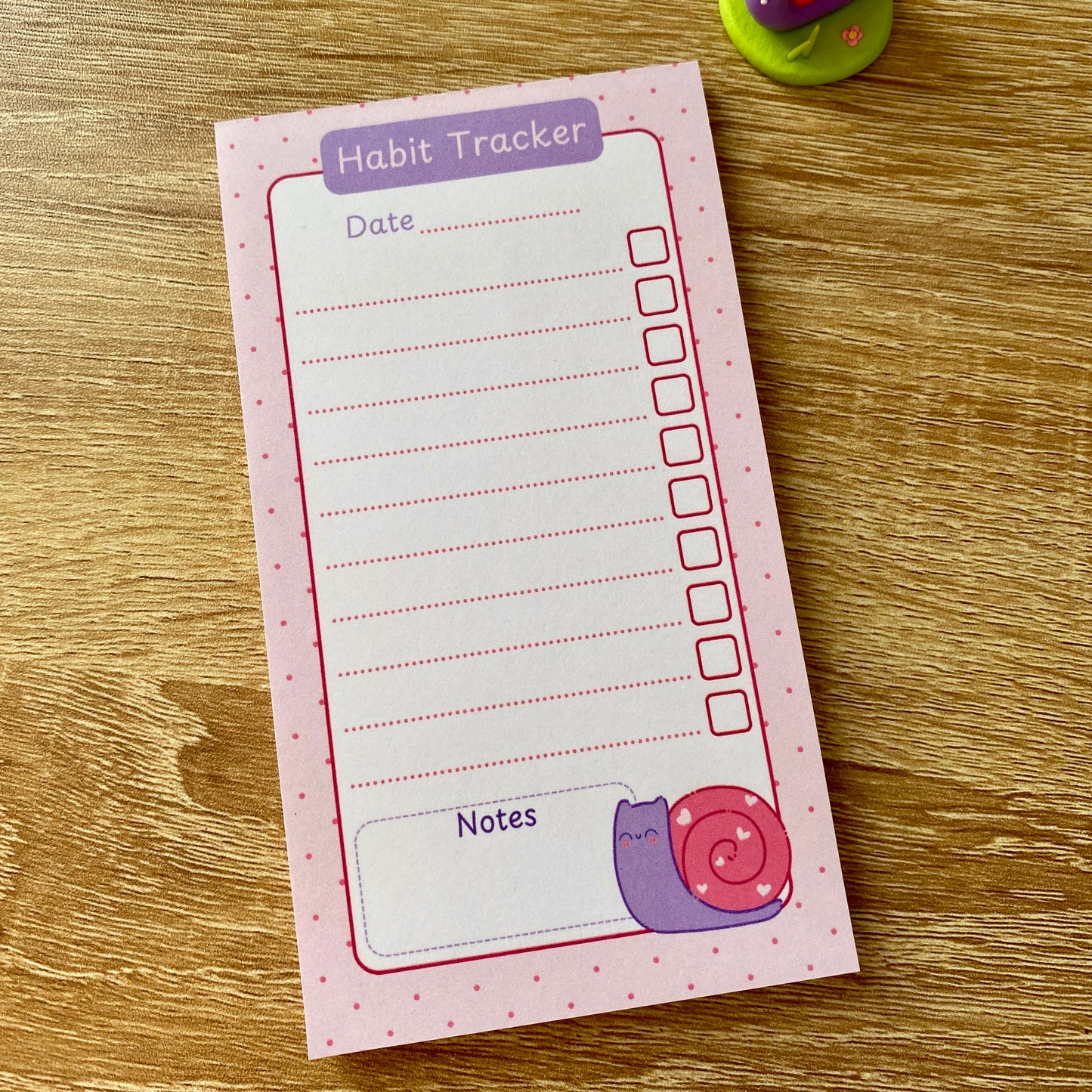 Cute Snail Habit Tracker,  Long Tear-off Notepad