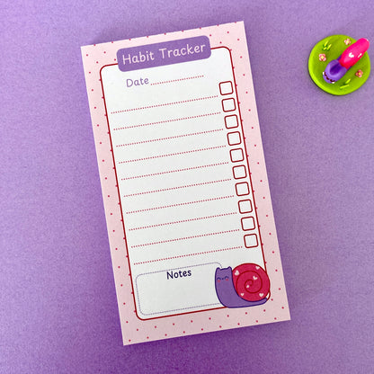 Cute Snail Habit Tracker,  Long Tear-off Notepad