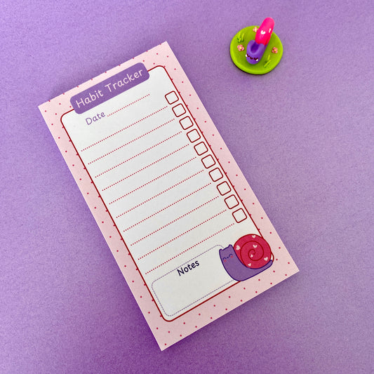 Cute Snail Habit Tracker,  Long Tear-off Notepad