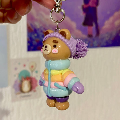 Cute Puffy Jacket Bear | Handmade Keychain