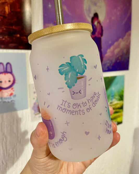 "Kind reminders" Frosted Glass Tumbler | B-grade