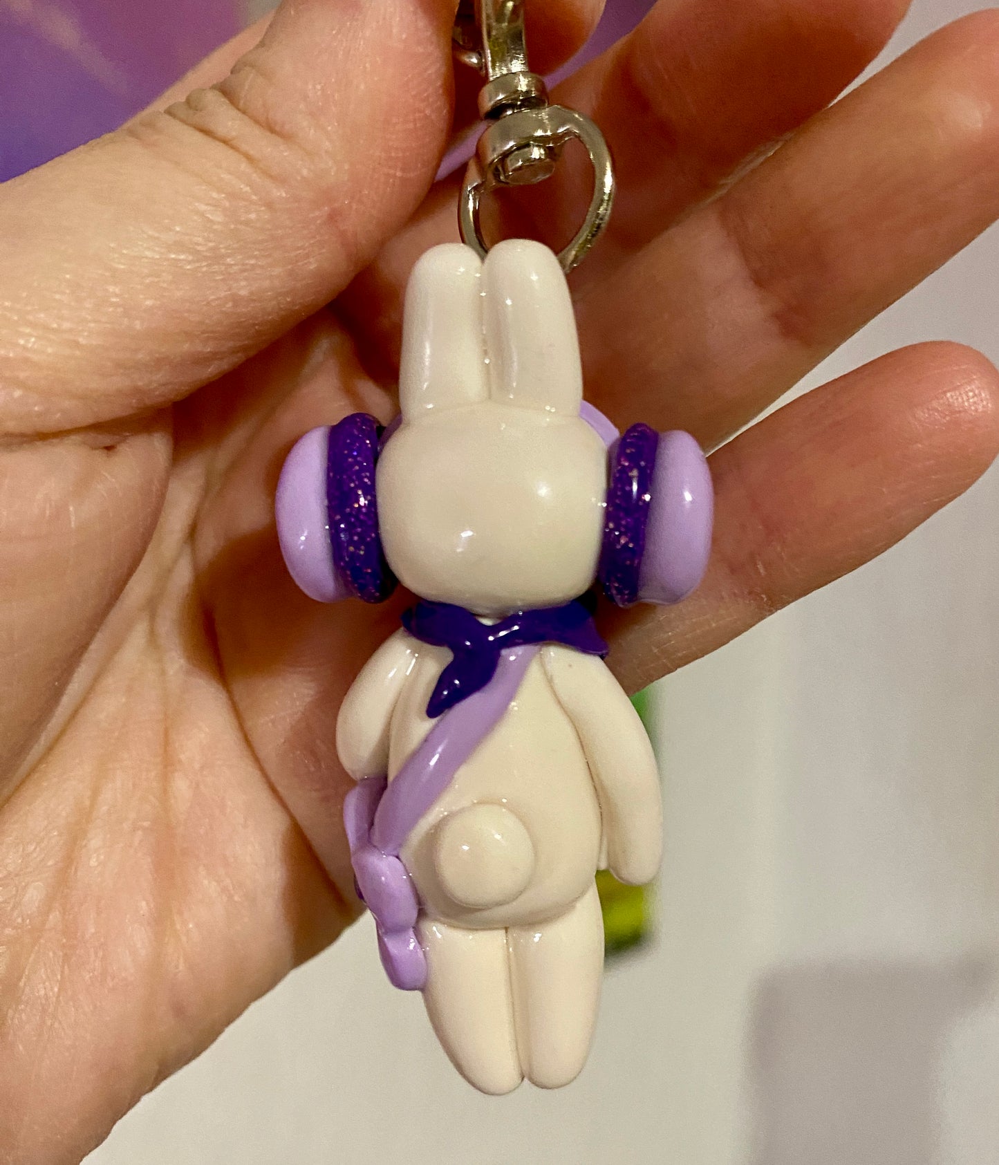 Cute Bunny Polymer Clay Keychain | B-grade