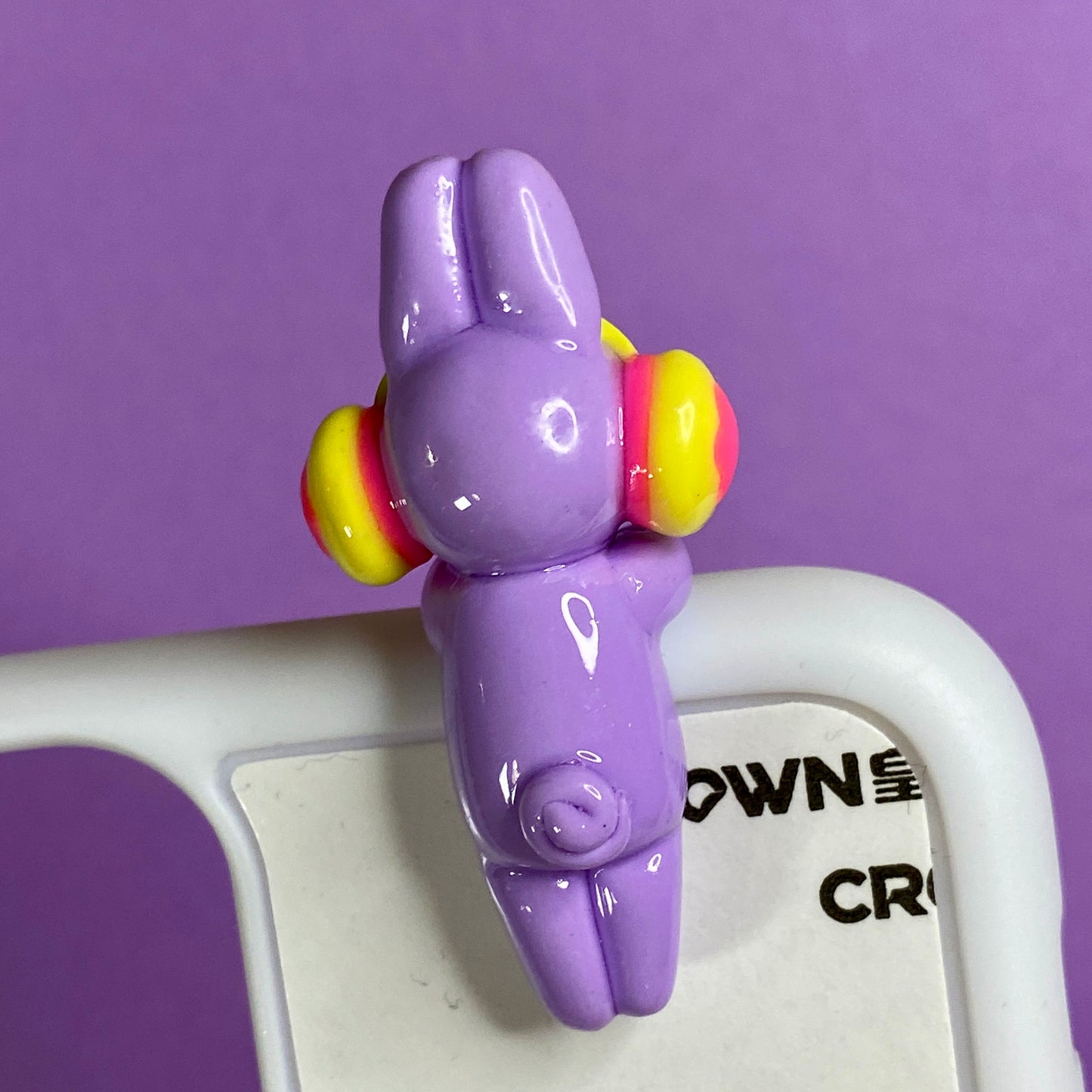 Purple Bunny with Headphones Peeker