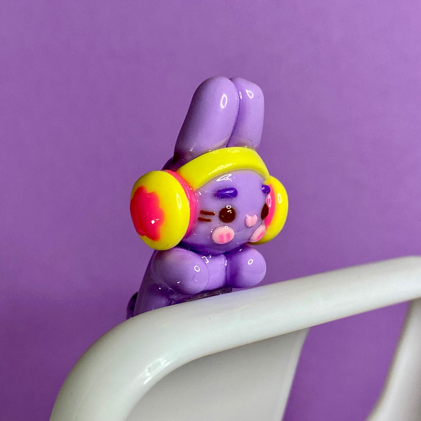 Purple Bunny with Headphones Peeker