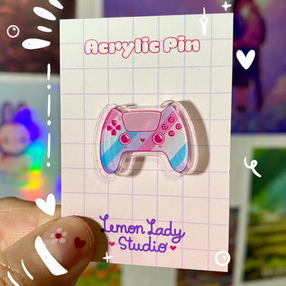 Kawaii Cat Controller Acrylic Pin