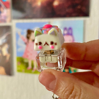 Kawaii White Cat Keycap Clicker Toy