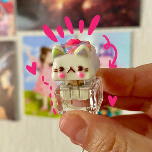 Kawaii White Cat Keycap Clicker Toy